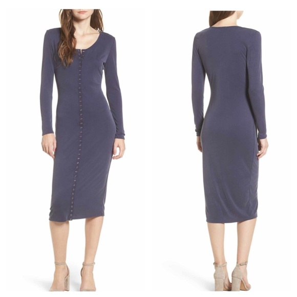 bp Dresses & Skirts - BP Navy Blue Henley front snap long sleeved dress